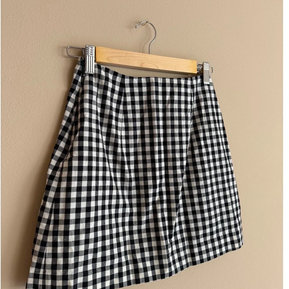 Snidel‎ Black White Gingham Cotton Mini Skirt Womens Size 0
